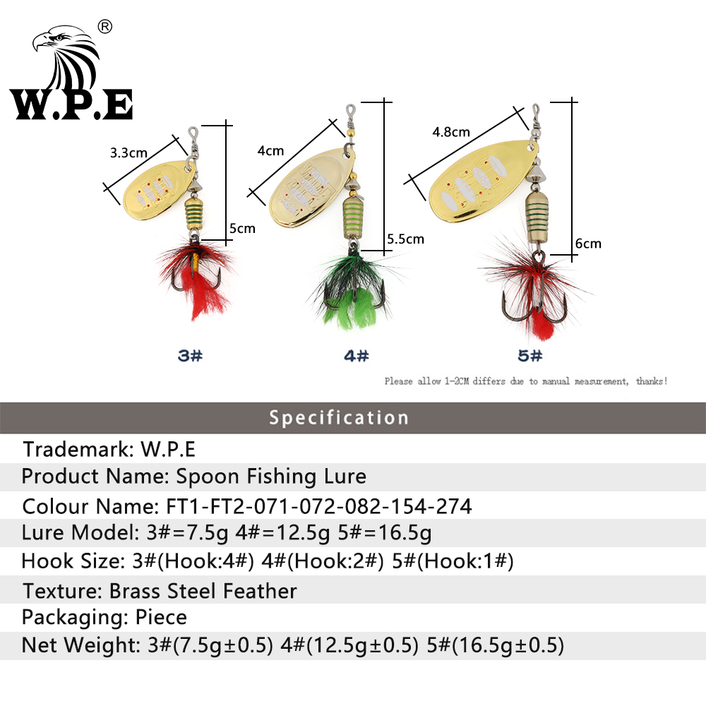 W.P.E – lot d'appâts durs en m - Fishing Lure Spoon avis et prix